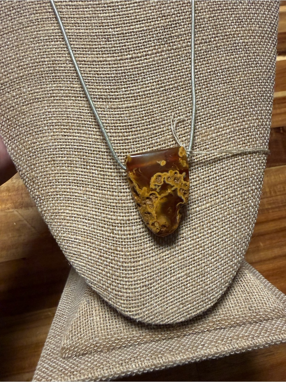 Handcrafted Red Agate Pendant Necklace - Natural Stone Jewelry